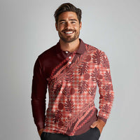 Hawaii Breadfruit Palaka Long Sleeve Polo Shirt Ulaula Maile Lei - Polynesian Pride