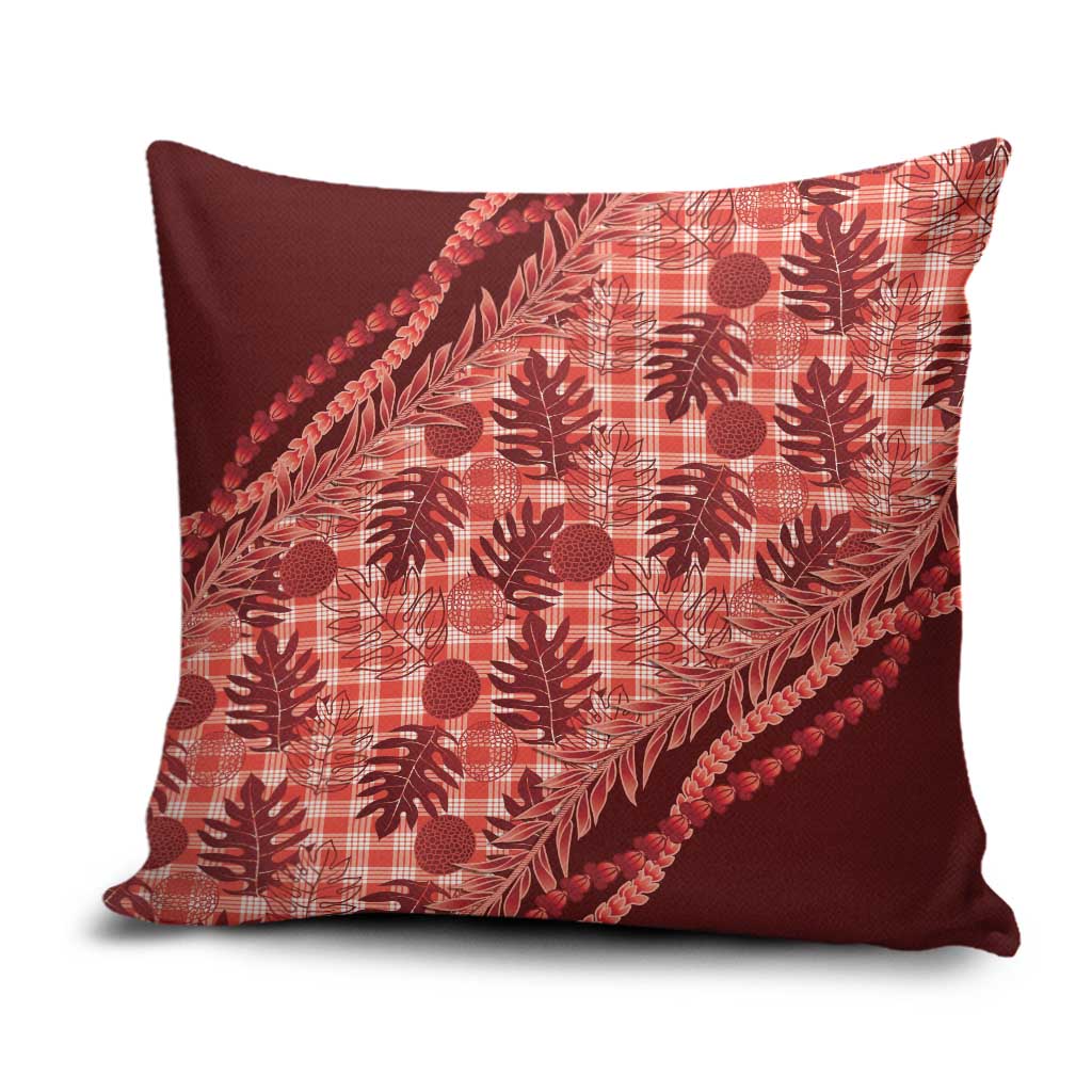 Hawaii Breadfruit Palaka Pillow Cover Ulaula Maile Lei - Polynesian Pride