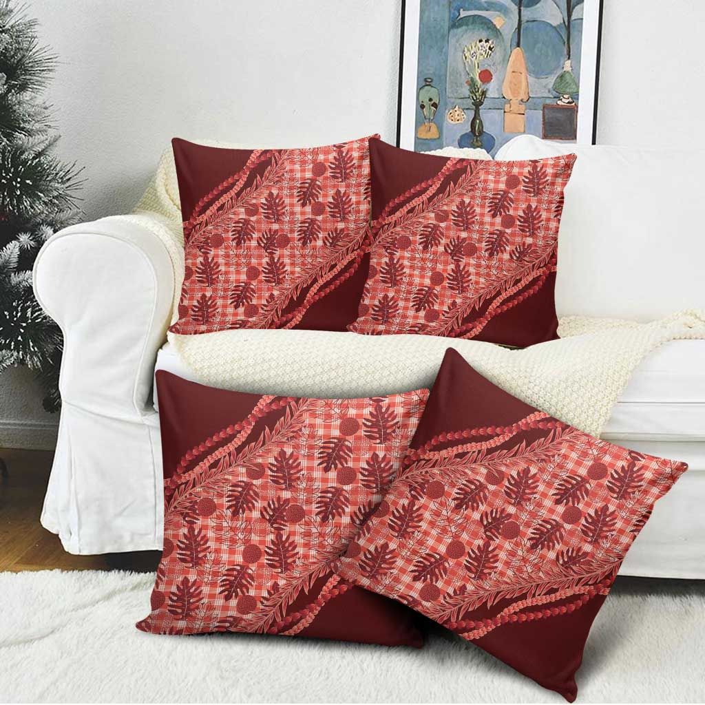 Hawaii Breadfruit Palaka Pillow Cover Ulaula Maile Lei - Polynesian Pride