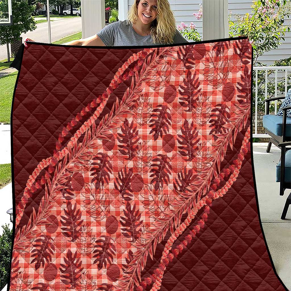 Hawaii Breadfruit Palaka Quilt Ulaula Maile Lei - Polynesian Pride
