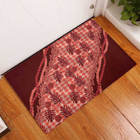 Hawaii Breadfruit Palaka Rubber Doormat Ulaula Maile Lei - Polynesian Pride