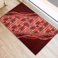 Hawaii Breadfruit Palaka Rubber Doormat Ulaula Maile Lei - Polynesian Pride