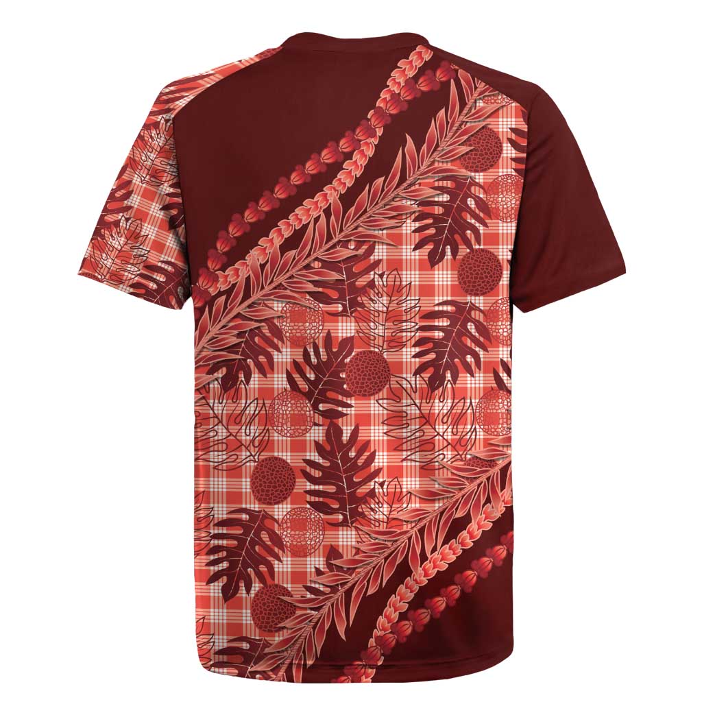 Hawaii Breadfruit Palaka Rugby Jersey Ulaula Maile Lei - Polynesian Pride