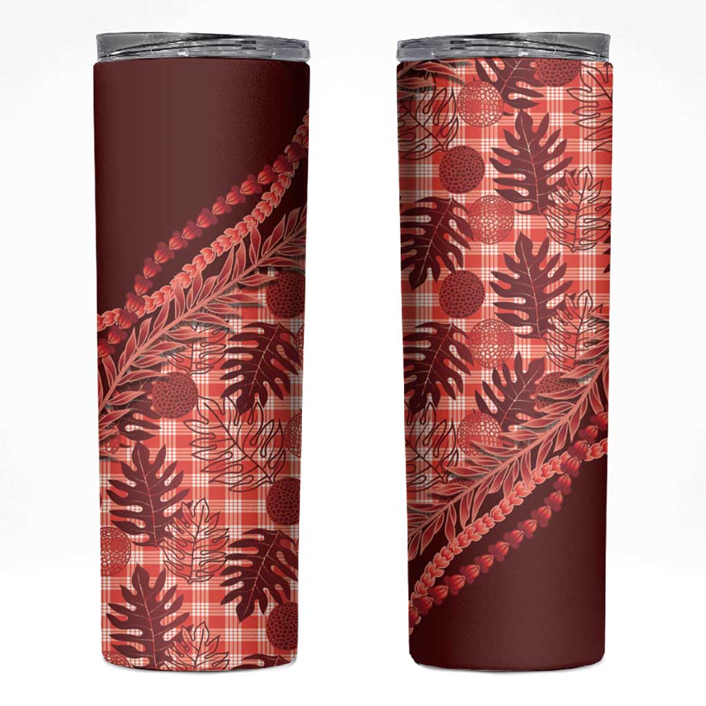 Hawaii Breadfruit Palaka Skinny Tumbler Ulaula Maile Lei - Polynesian Pride