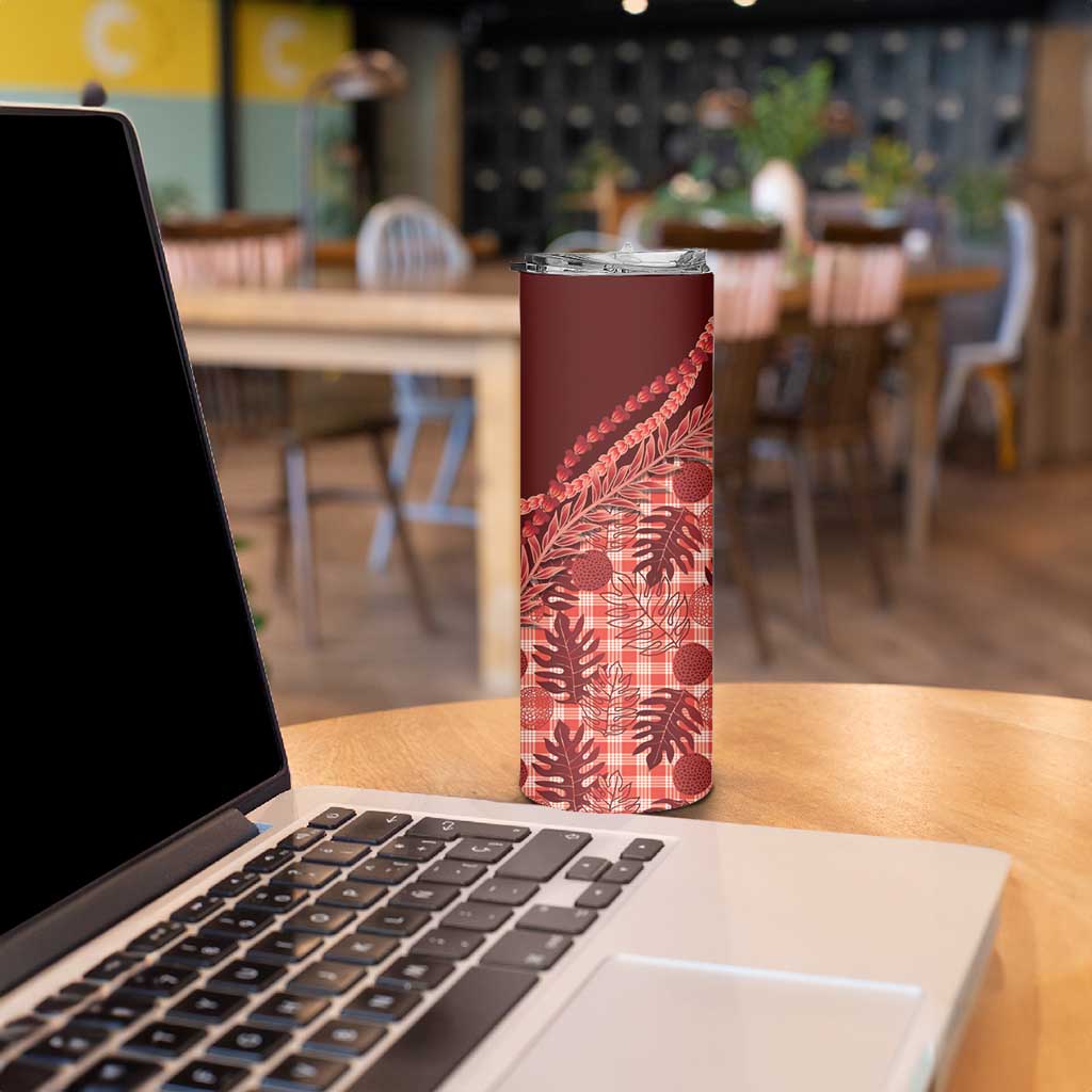 Hawaii Breadfruit Palaka Skinny Tumbler Ulaula Maile Lei - Polynesian Pride