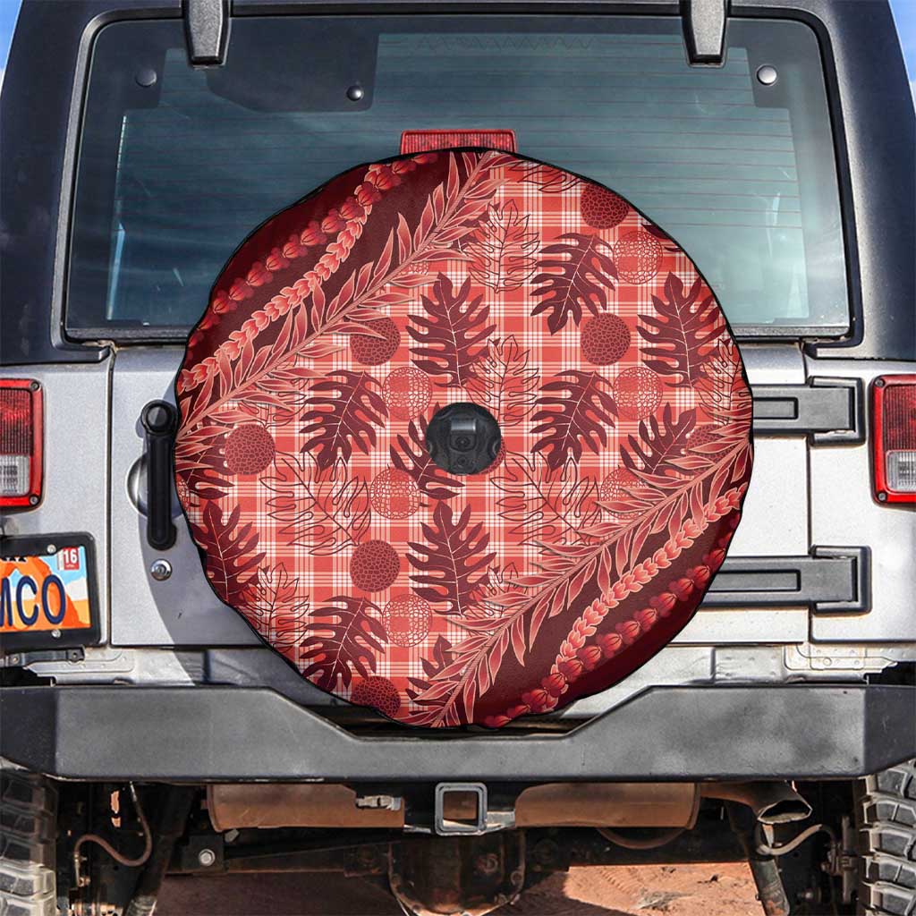 Hawaii Breadfruit Palaka Spare Tire Cover Ulaula Maile Lei - Polynesian Pride