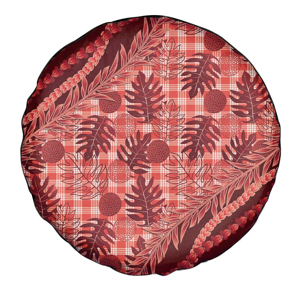 Hawaii Breadfruit Palaka Spare Tire Cover Ulaula Maile Lei - Polynesian Pride