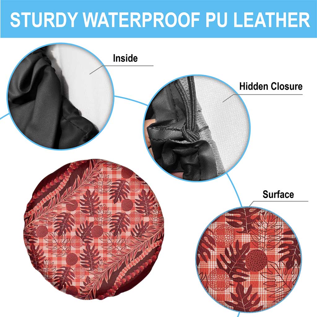 Hawaii Breadfruit Palaka Spare Tire Cover Ulaula Maile Lei - Polynesian Pride