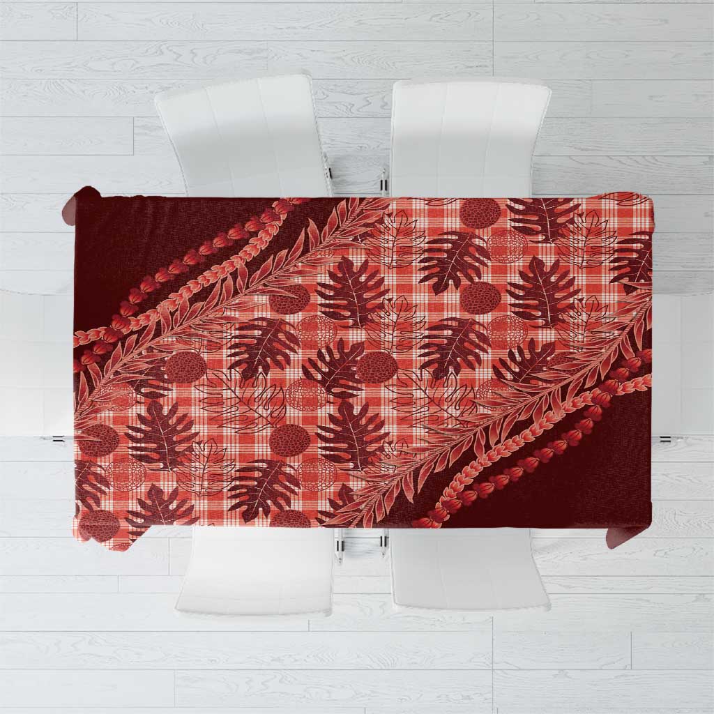 Hawaii Breadfruit Palaka Tablecloth Ulaula Maile Lei - Polynesian Pride