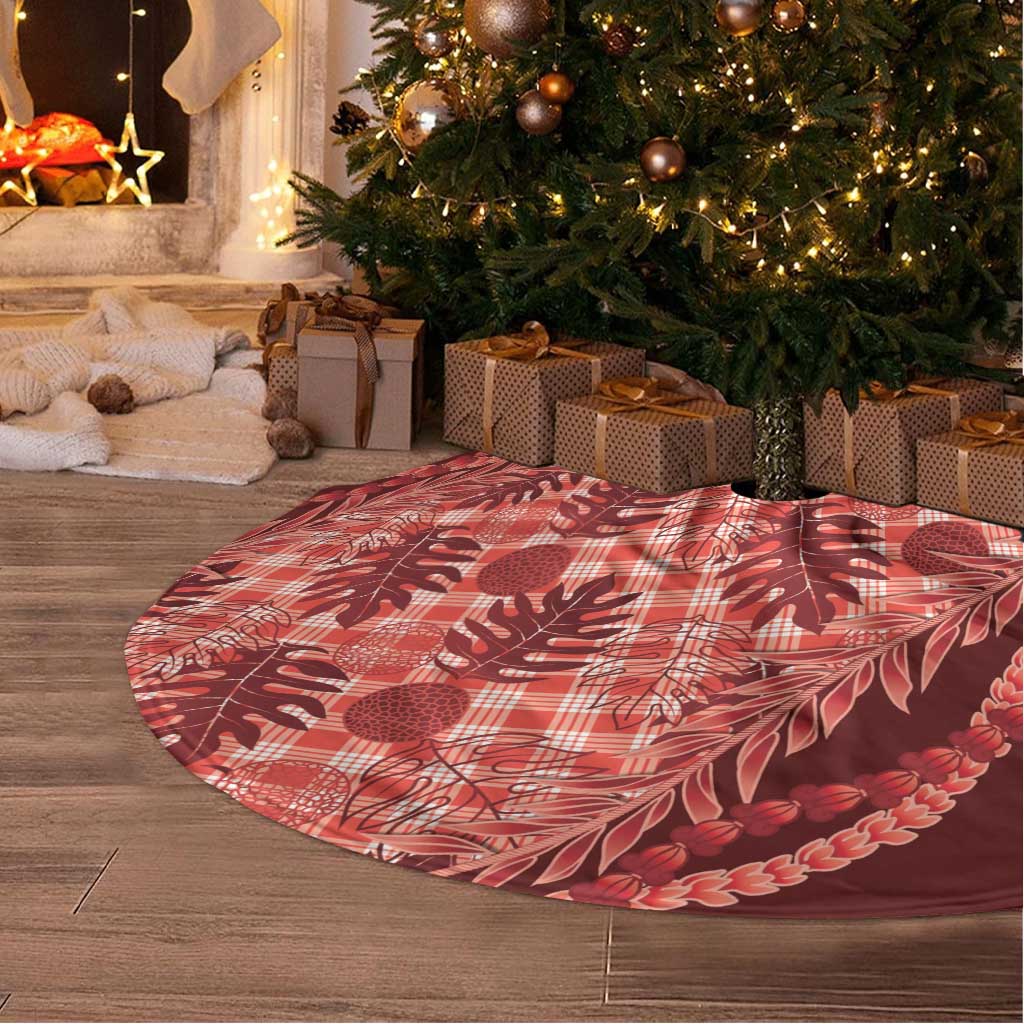 Hawaii Breadfruit Palaka Tree Skirt Ulaula Maile Lei - Polynesian Pride