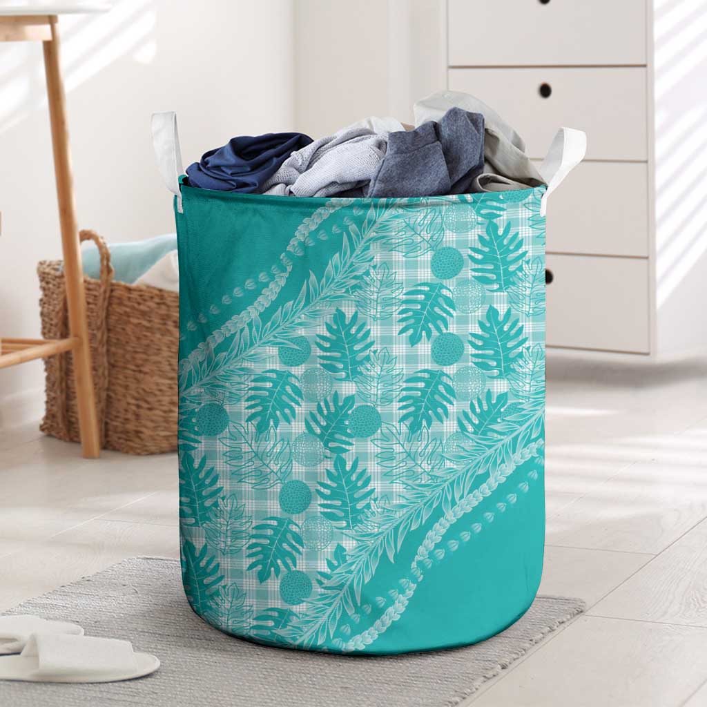 Hawaii Breadfruit Palaka Laundry Basket Polu Opal Maile Lei - Polynesian Pride
