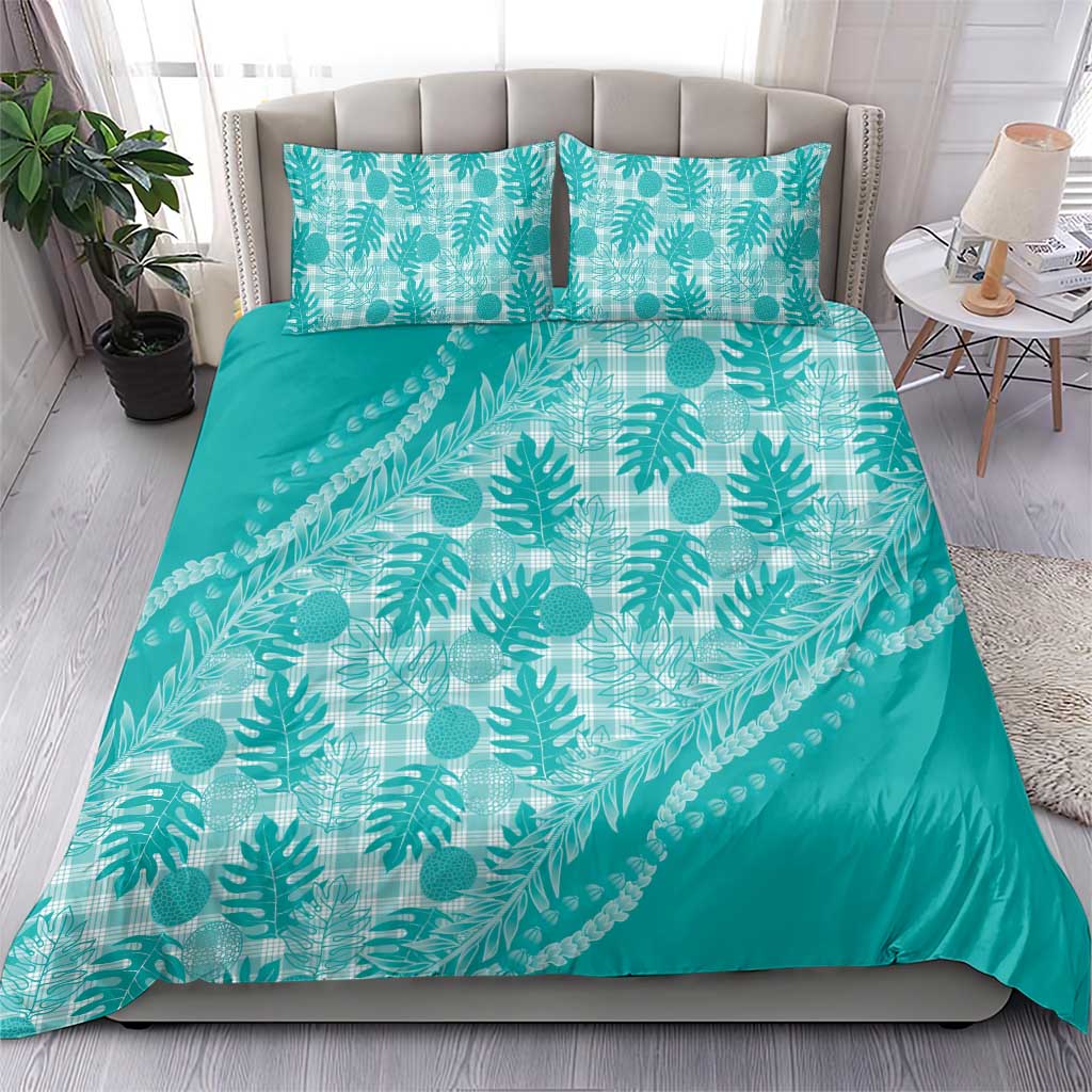 Hawaii Breadfruit Palaka Bedding Set Polu Opal Maile Lei - Polynesian Pride
