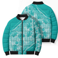 Hawaii Breadfruit Palaka Bomber Puffer Jacket Polu Opal Maile Lei - Polynesian Pride
