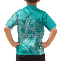 Hawaii Breadfruit Palaka Family Matching Off The Shoulder Long Sleeve Dress and Hawaiian Shirt Polu Opal Maile Lei - Polynesian Pride