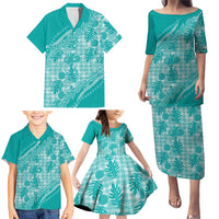 Hawaii Breadfruit Palaka Family Matching Puletasi and Hawaiian Shirt Polu Opal Maile Lei - Polynesian Pride