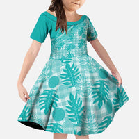 Hawaii Breadfruit Palaka Family Matching Summer Maxi Dress and Hawaiian Shirt Polu Opal Maile Lei - Polynesian Pride