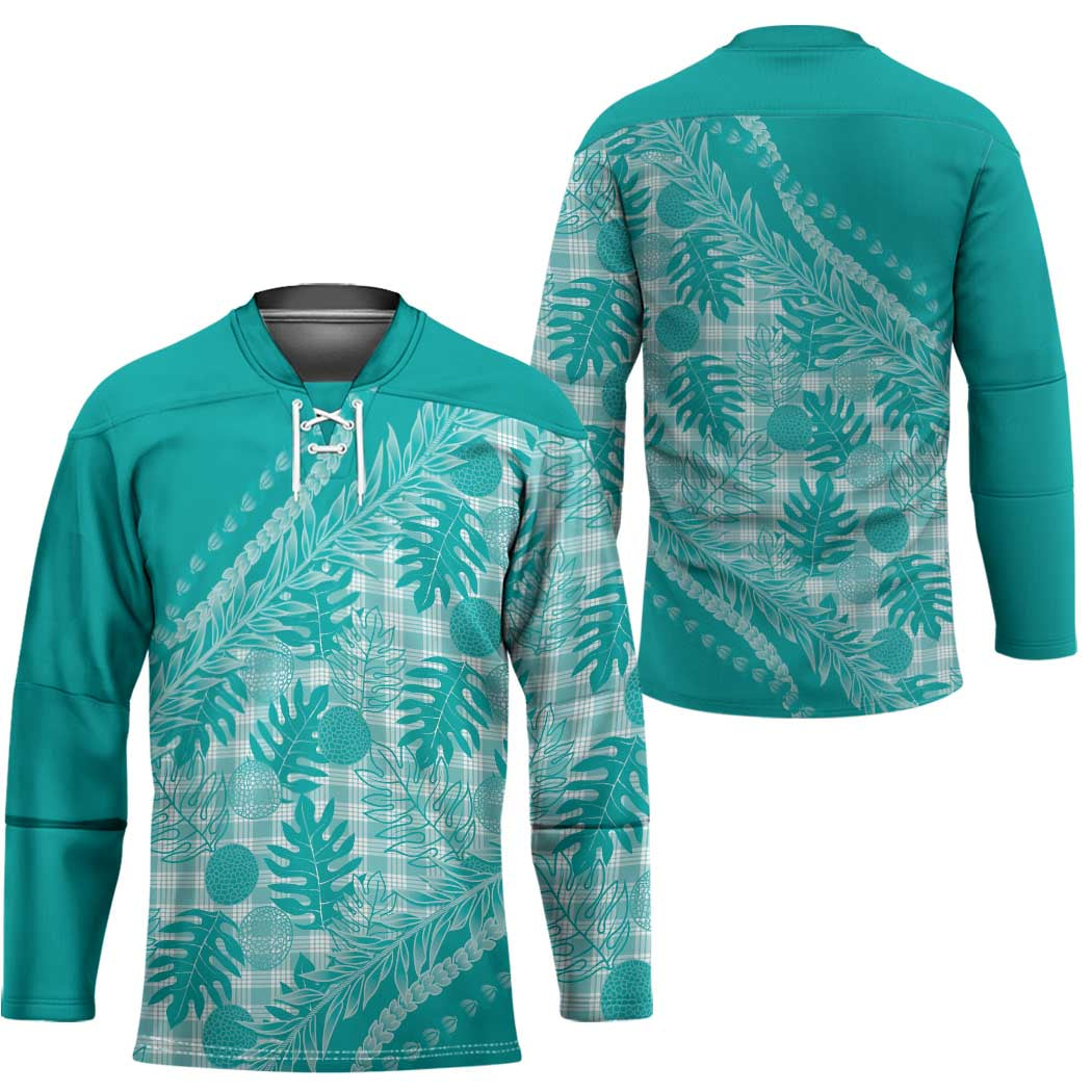 Hawaii Breadfruit Palaka Hockey Jersey Polu Opal Maile Lei - Polynesian Pride