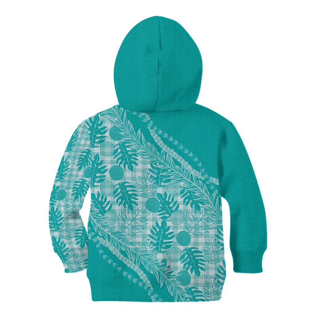 Hawaii Breadfruit Palaka Kid Hoodie Polu Opal Maile Lei - Polynesian Pride