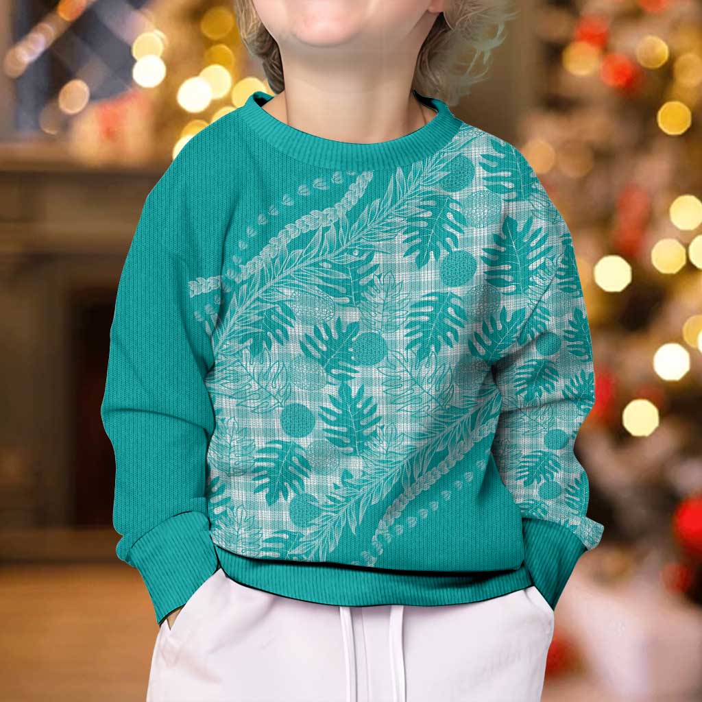 Hawaii Breadfruit Palaka Kid Ugly Christmas Sweater Polu Opal Maile Lei - Polynesian Pride