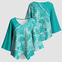 Hawaii Breadfruit Palaka Kimono Sleeve Blouse Polu Opal Maile Lei - Polynesian Pride