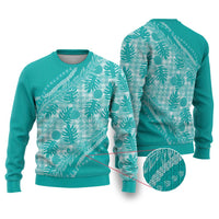 Hawaii Breadfruit Palaka Ugly Christmas Sweater Polu Opal Maile Lei - Polynesian Pride