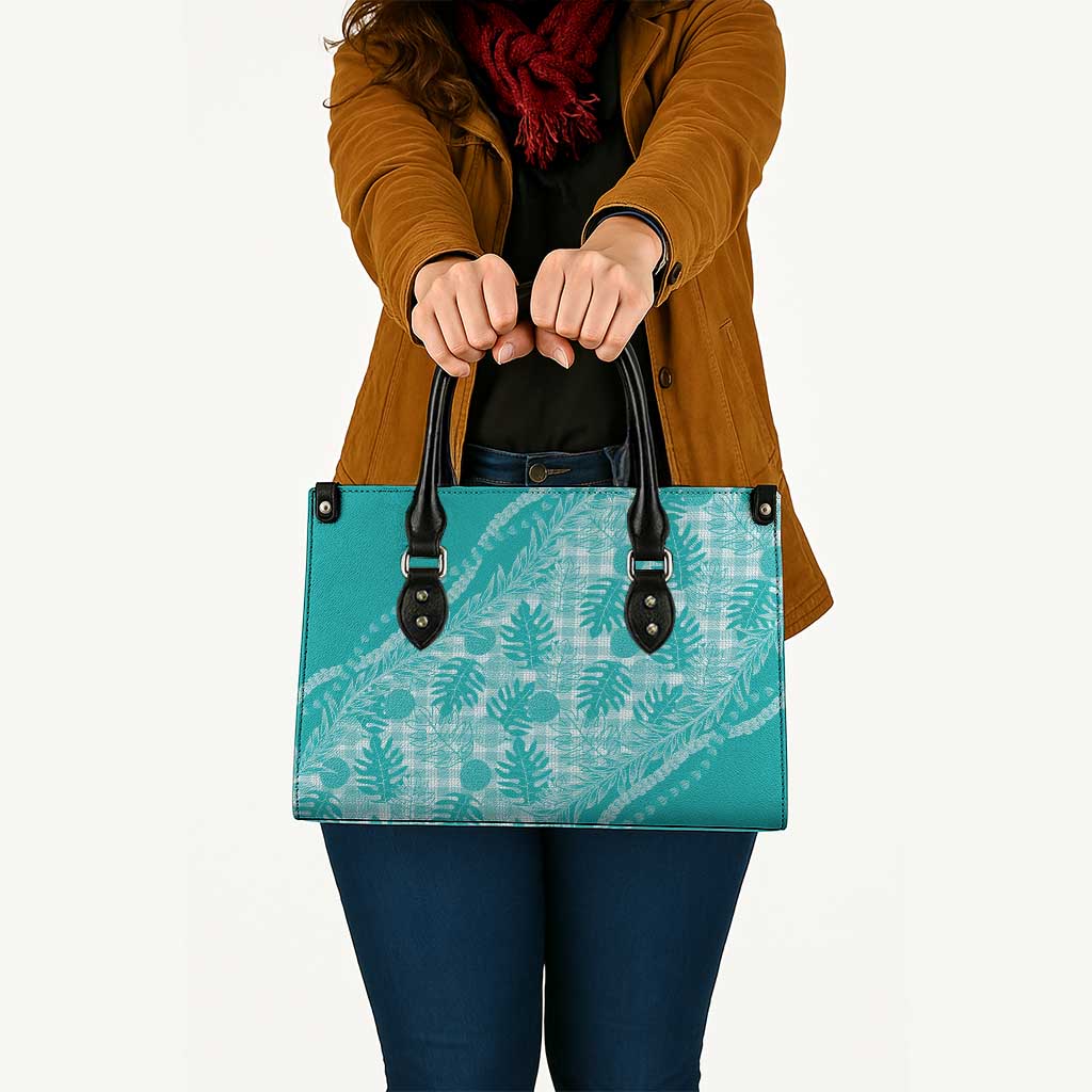 Hawaii Breadfruit Palaka Leather Bag Polu Opal Maile Lei - Polynesian Pride