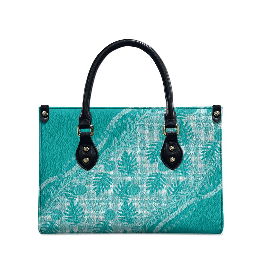 Hawaii Breadfruit Palaka Leather Bag Polu Opal Maile Lei - Polynesian Pride