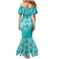 Hawaii Breadfruit Palaka Mermaid Dress Polu Opal Maile Lei - Polynesian Pride