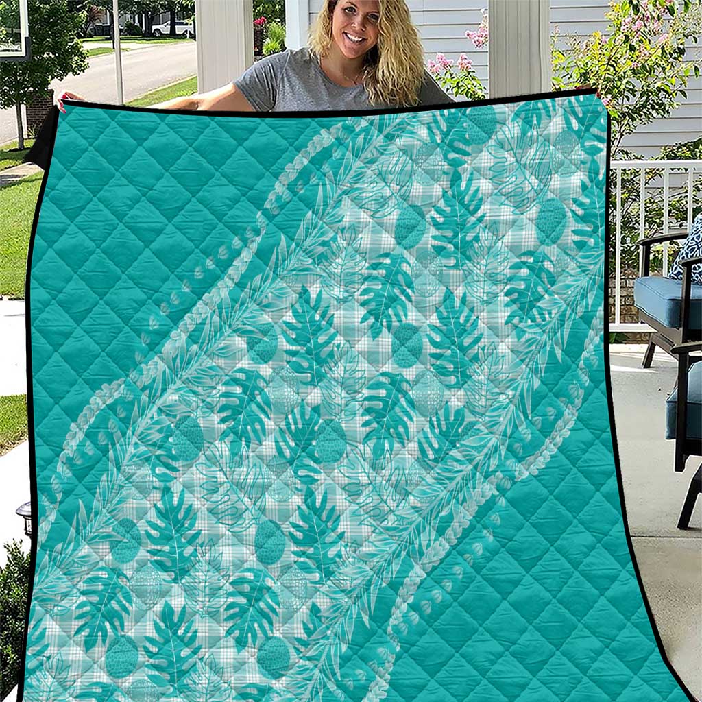 Hawaii Breadfruit Palaka Quilt Polu Opal Maile Lei LT9 Turquoise - Polynesian Pride