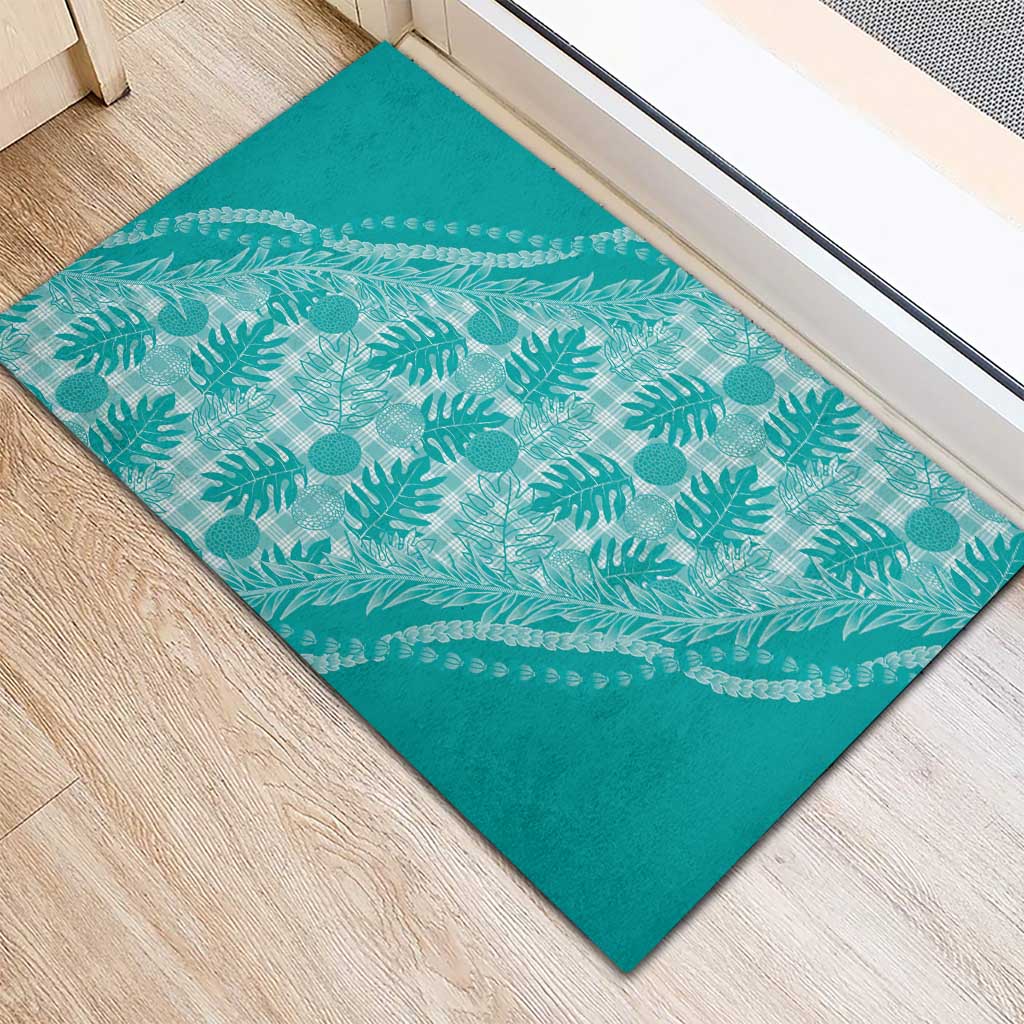 Hawaii Breadfruit Palaka Rubber Doormat Polu Opal Maile Lei - Polynesian Pride