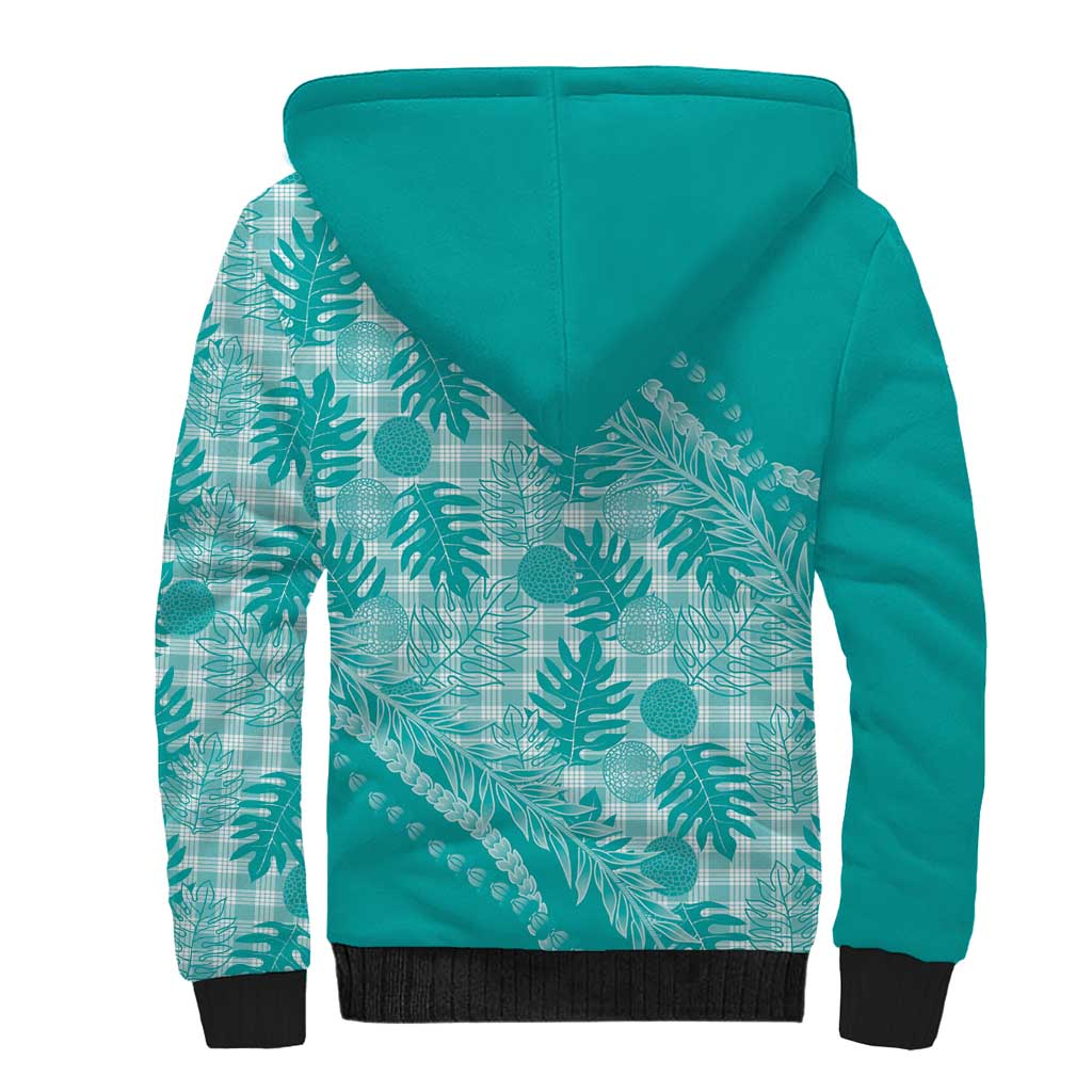 Hawaii Breadfruit Palaka Sherpa Hoodie Polu Opal Maile Lei - Polynesian Pride