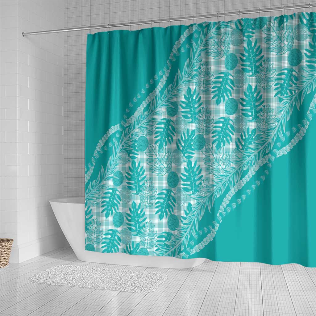 Hawaii Breadfruit Palaka Shower Curtain Polu Opal Maile Lei - Polynesian Pride