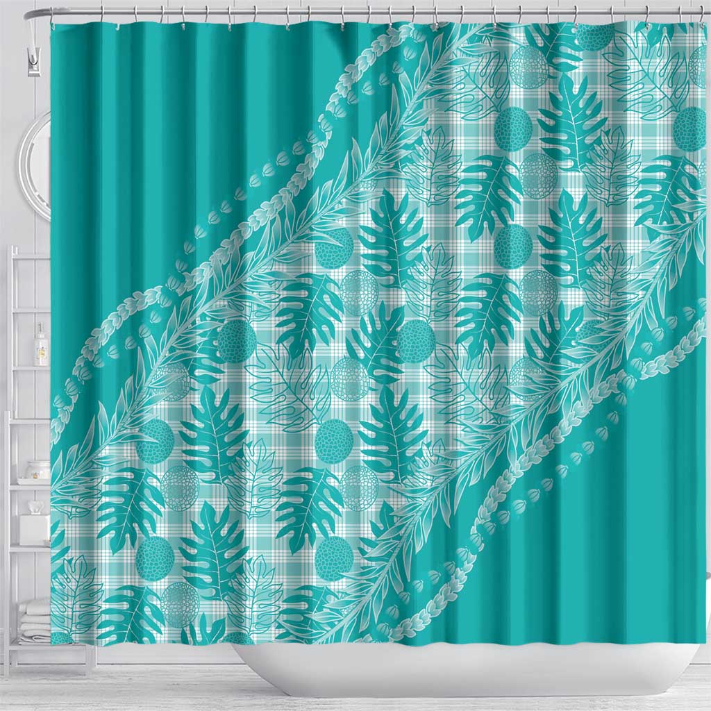 Hawaii Breadfruit Palaka Shower Curtain Polu Opal Maile Lei - Polynesian Pride