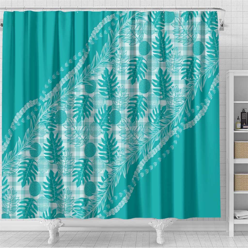 Hawaii Breadfruit Palaka Shower Curtain Polu Opal Maile Lei - Polynesian Pride