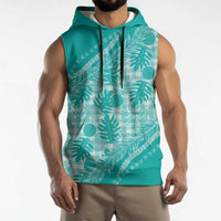 Hawaii Breadfruit Palaka Sleeveless Hoodie Polu Opal Maile Lei - Polynesian Pride