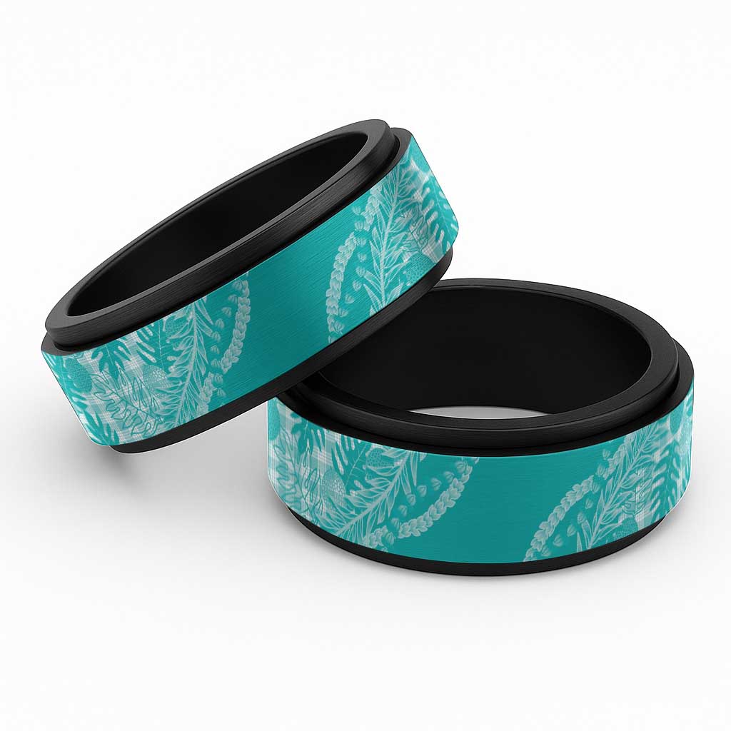 Hawaii Breadfruit Palaka Spinner Ring Polu Opal Maile Lei LT9 Black Turquoise - Polynesian Pride