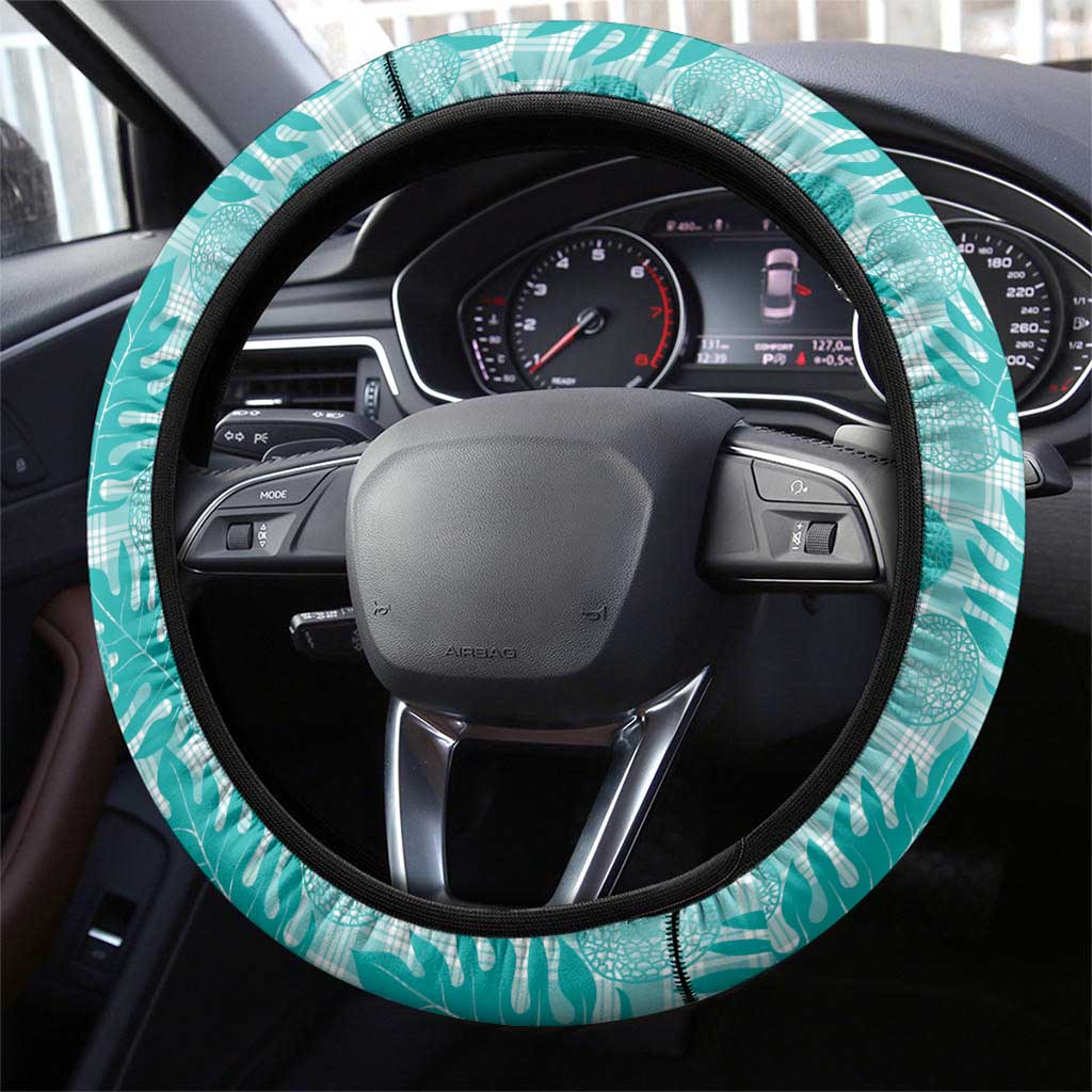 Hawaii Breadfruit Palaka Steering Wheel Cover Polu Opal Maile Lei - Polynesian Pride