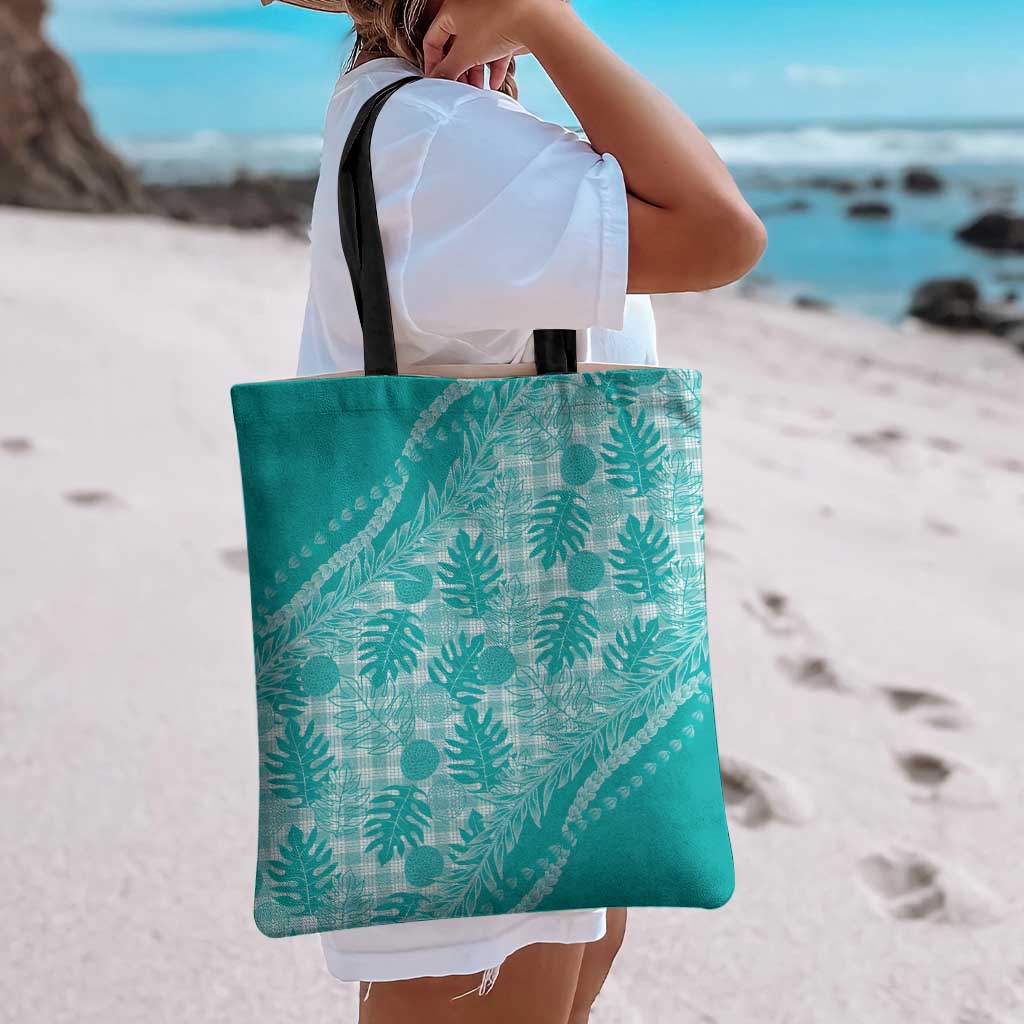 Hawaii Breadfruit Palaka Tote Bag Polu Opal Maile Lei - Polynesian Pride