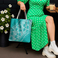 Hawaii Breadfruit Palaka Tote Bag Polu Opal Maile Lei - Polynesian Pride