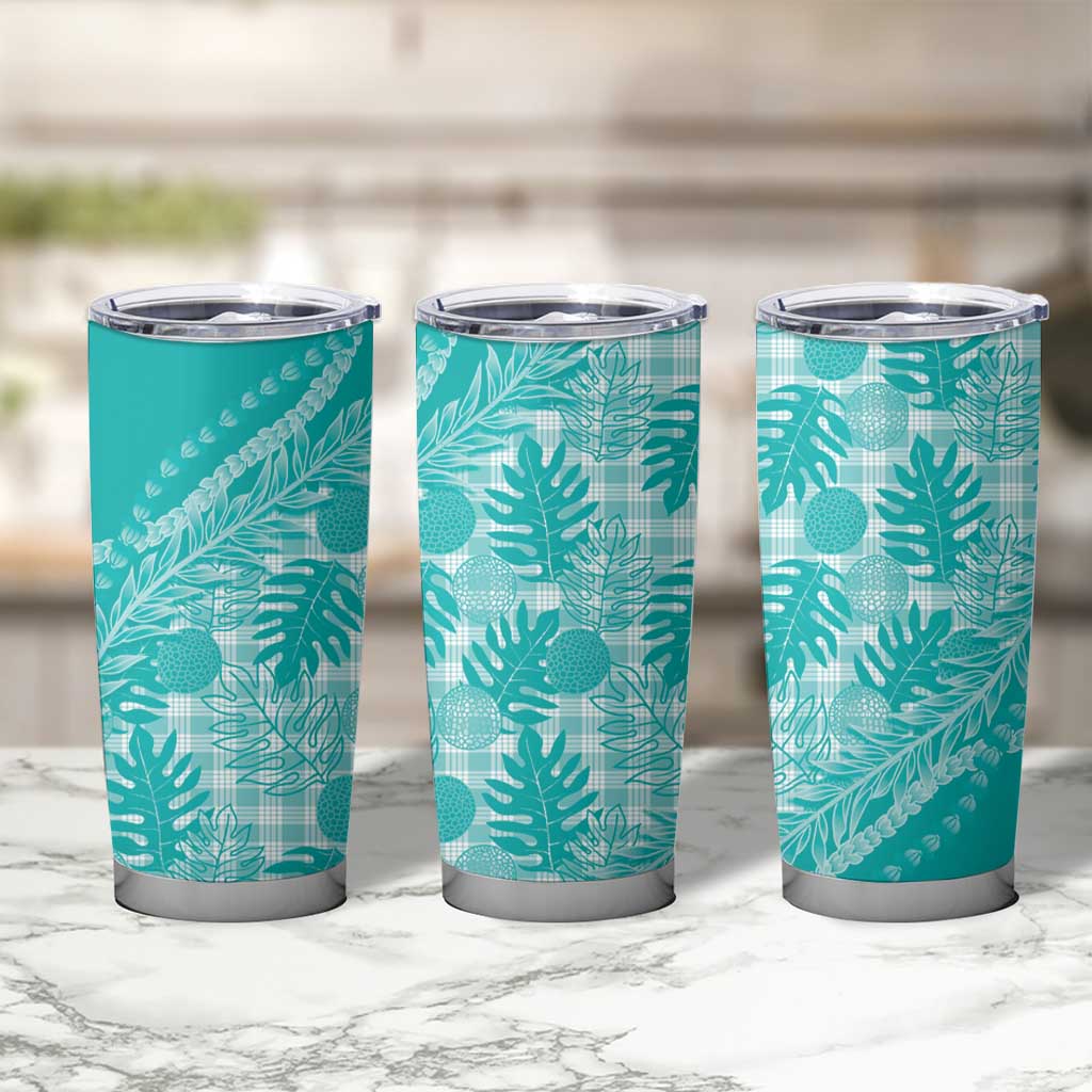 Hawaii Breadfruit Palaka Tumbler Cup Polu Opal Maile Lei - Polynesian Pride