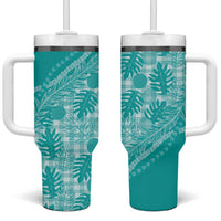 Hawaii Breadfruit Palaka Tumbler With Handle Polu Opal Maile Lei - Polynesian Pride
