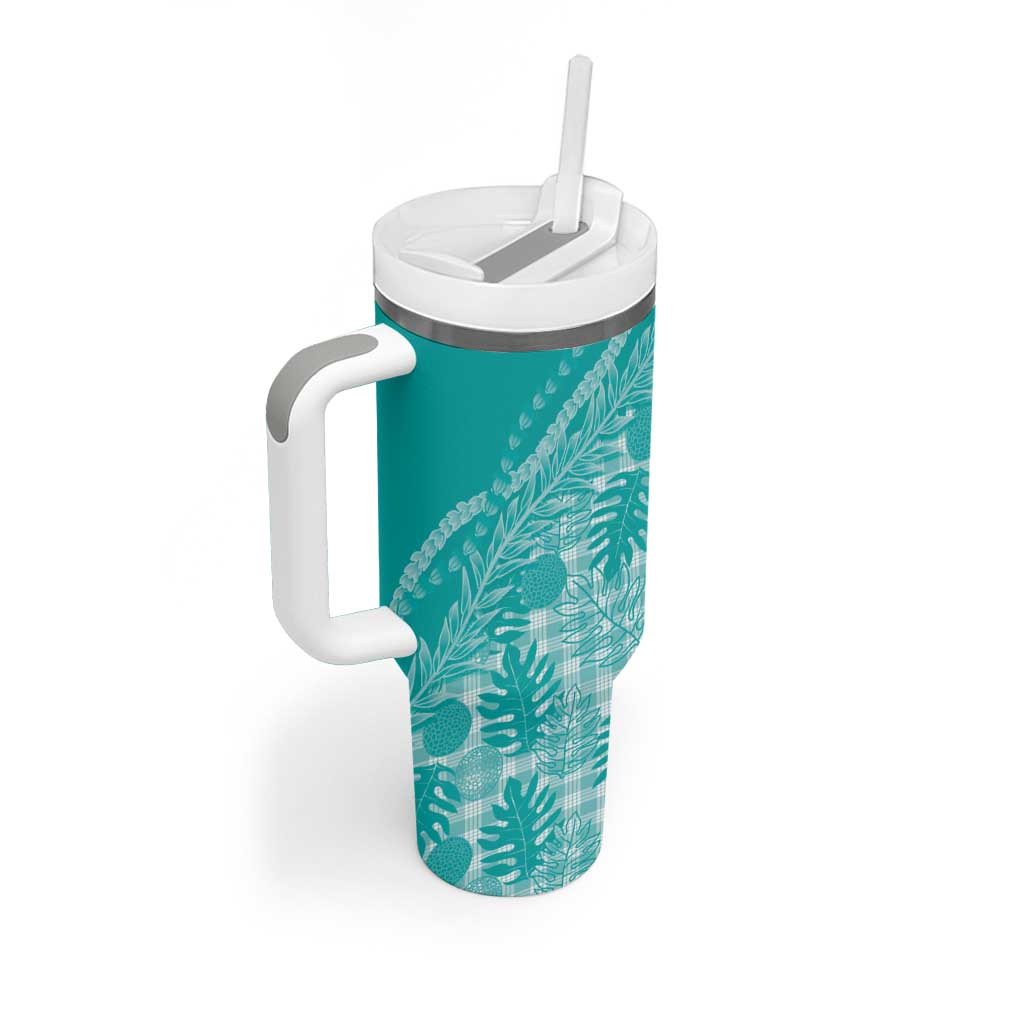 Hawaii Breadfruit Palaka Tumbler With Handle Polu Opal Maile Lei - Polynesian Pride