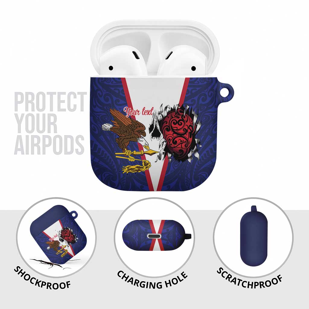 American Samoa Heart Tribal Personalized AirPods Case Polynesian Patterns