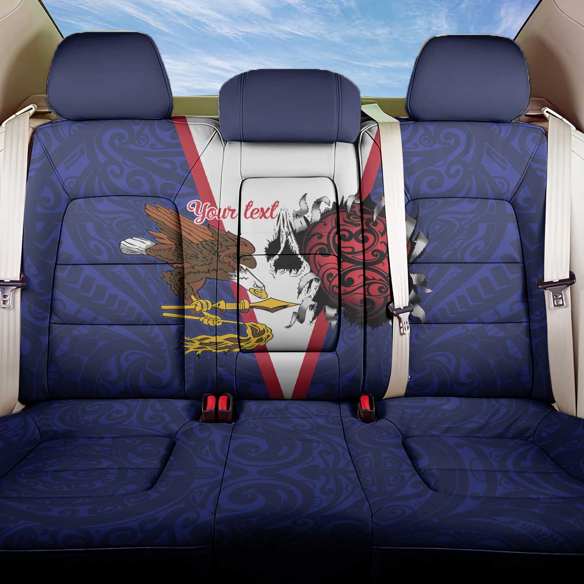 American Samoa Heart Tribal Personalized Back Car Seat Cover Polynesian Patterns