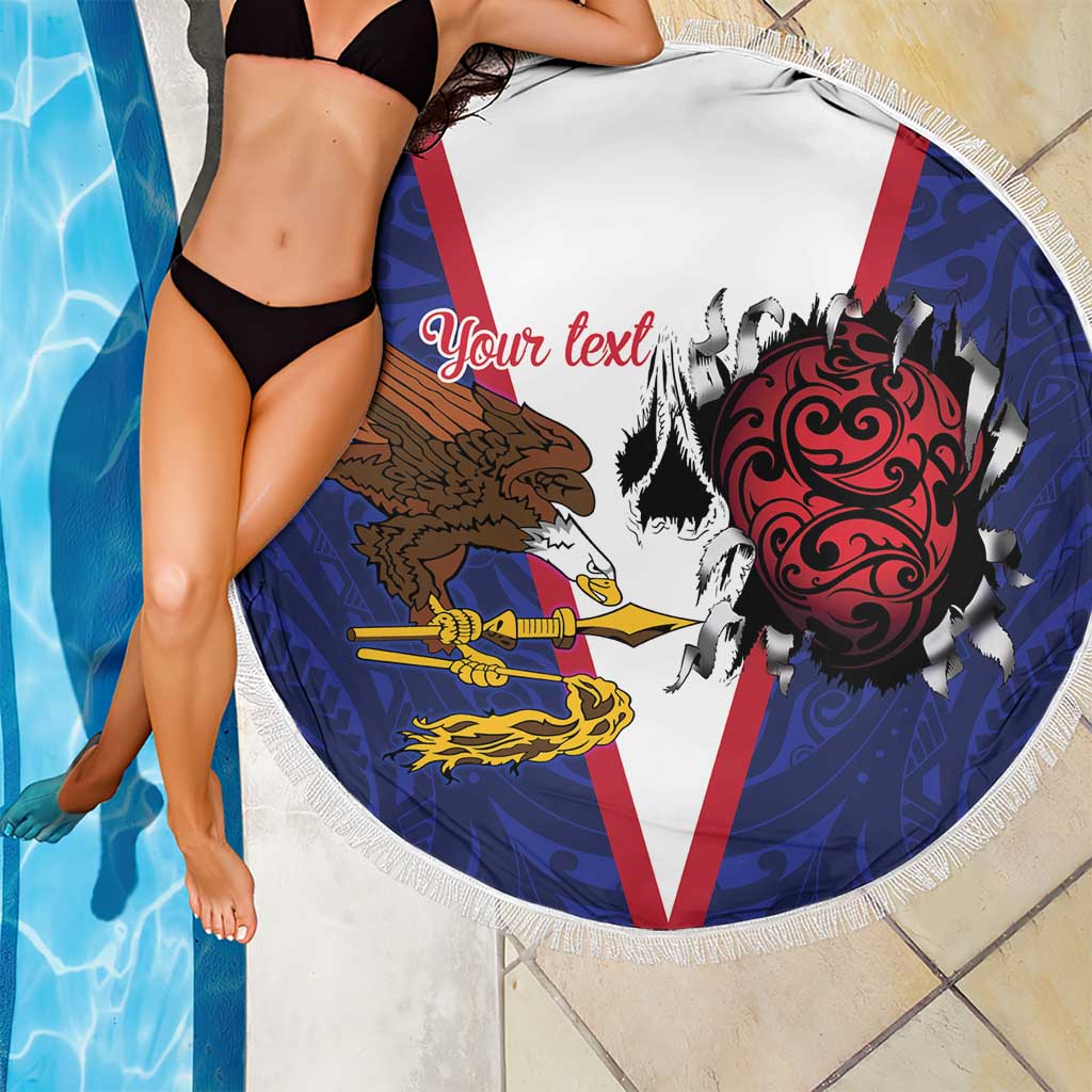 American Samoa Heart Tribal Personalized Beach Blanket Polynesian Patterns
