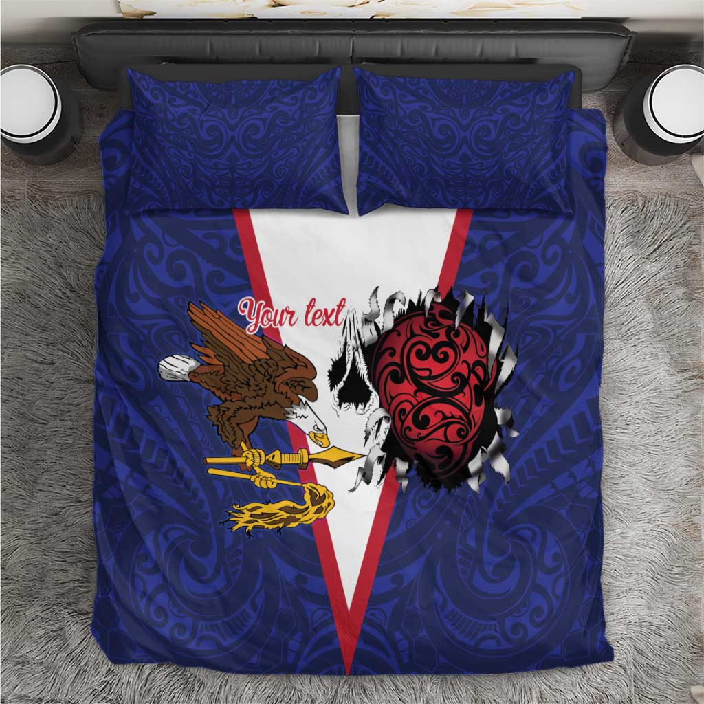 American Samoa Heart Tribal Personalized Bedding Set Polynesian Patterns