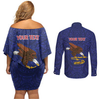 American Samoa Heart Tribal Personalized Couples Matching Off Shoulder Short Dress and Long Sleeve Button Shirt Polynesian Patterns