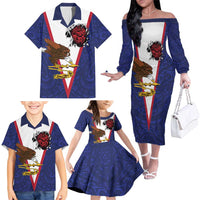 American Samoa Heart Tribal Personalized Family Matching Off The Shoulder Long Sleeve Dress and Hawaiian Shirt Polynesian Patterns