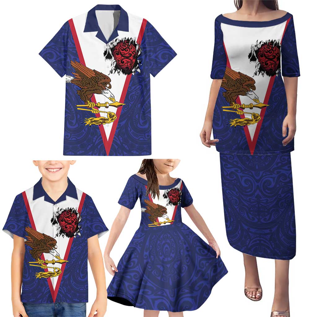 American Samoa Heart Tribal Personalized Family Matching Puletasi and Hawaiian Shirt Polynesian Patterns LT9 - Polynesian Pride