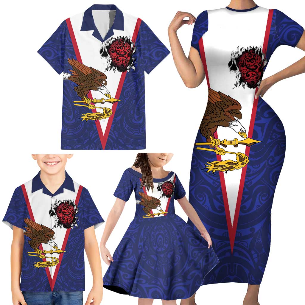 American Samoa Heart Tribal Personalized Family Matching Short Sleeve Bodycon Dress and Hawaiian Shirt Polynesian Patterns LT9 - Polynesian Pride